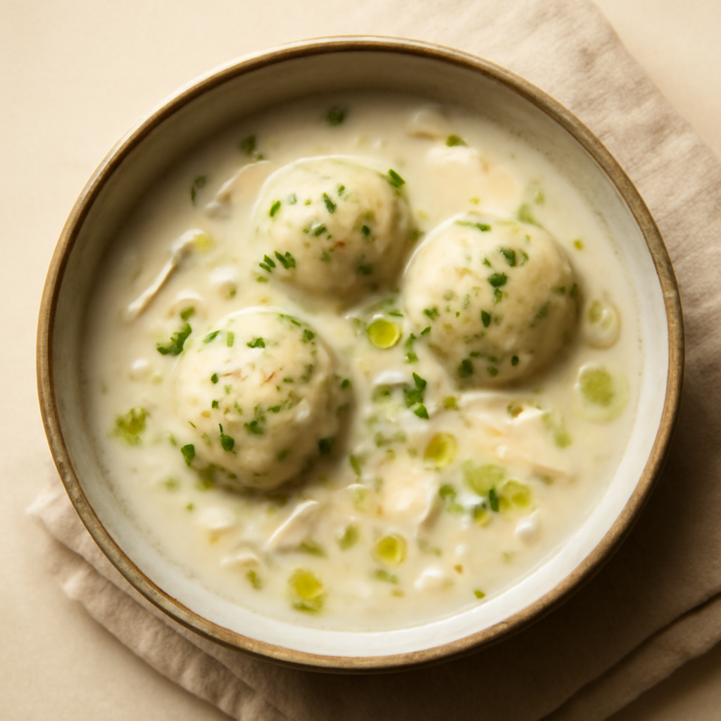 Chicken & Leek Soup with Hemp Dumplings