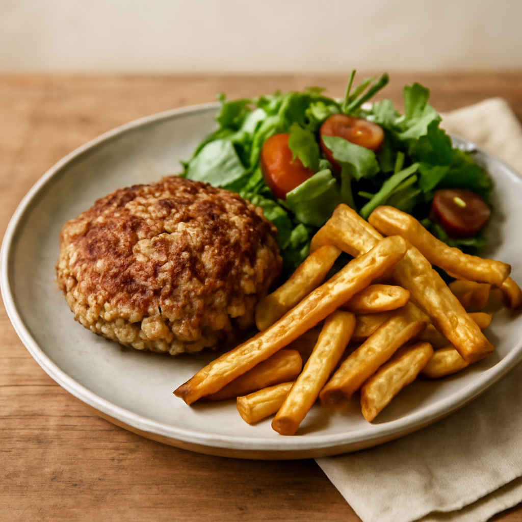 Pork and Apple 'Sausage' Burgers with Celeriac Fries