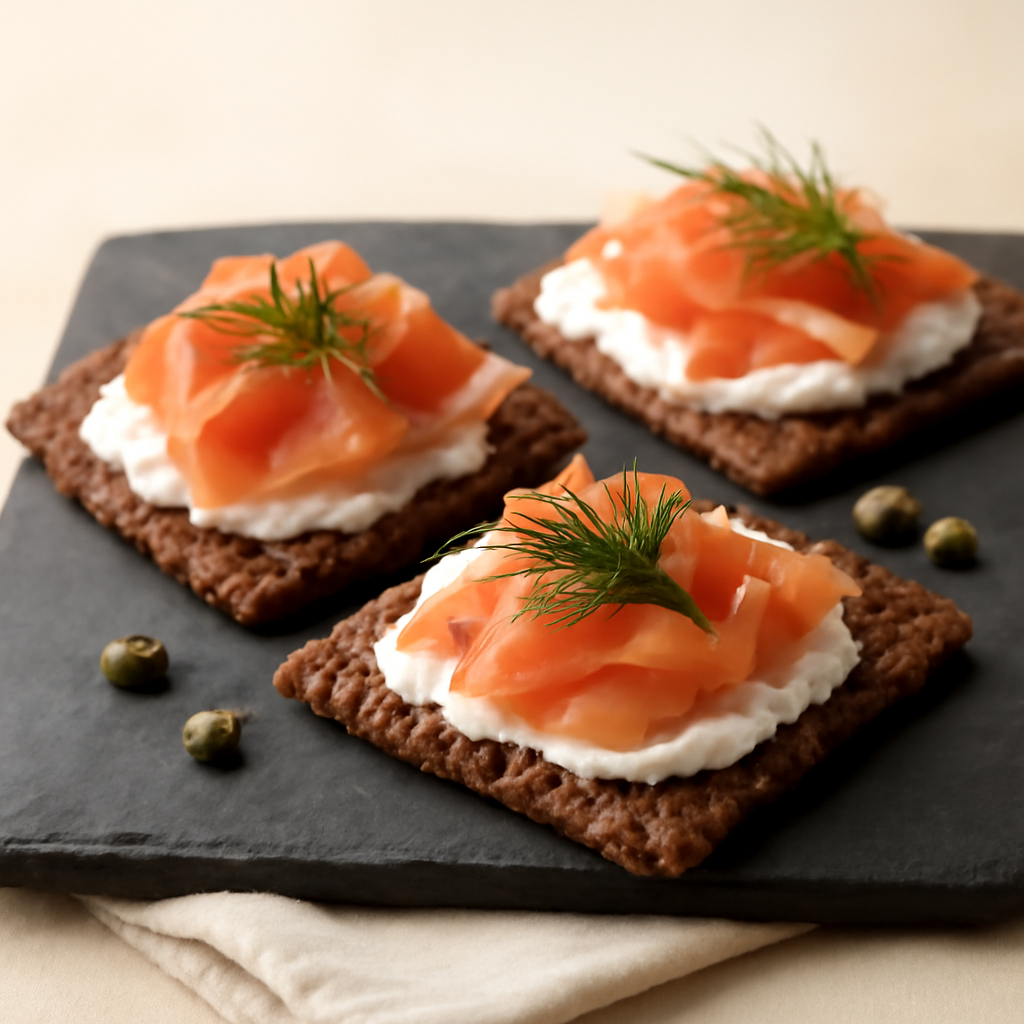 Smoked Salmon & Dill on High-Fibre Flax Crackers
